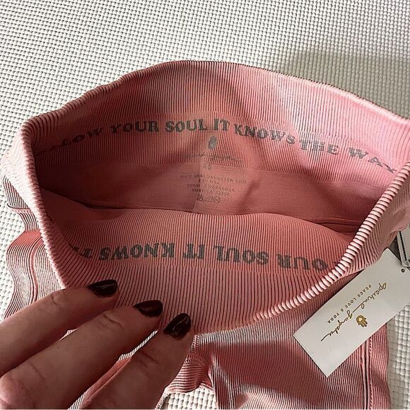 Spiritual Gangster Self Love Ribbed Laser Cut-Outs Leggings in Pink NWT - Picture 6 of 16